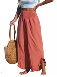 Cupshe Womens Red Smocked Waist Straight Leg Pants