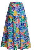 Boston Proper Floral Collage Print Poplin Midi Skirt,Medium