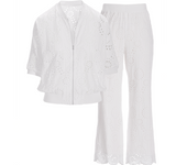 Boston Proper Eyelet Jacket and Pant Sport Set, Size Small