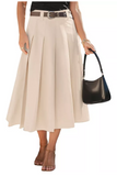 Cupshe Womens Pleated MIDI Skirt - Beige/khaki, Medium