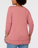 Style & Co Plus Size Chiffon-Hem Top, 1X, Peach Berry