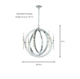 World Imports Rondure 6-Light Polished Nickel Chandelier, Adjustable Height