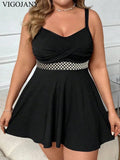 VigoJany 2026 Black Strapped Plus Size Swimwear Women Cross Push Up Large One Piece Swimsuit Backless Summer Chubby Bathing Suit