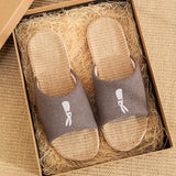 Breathable Cotton Flax Slippers For Women Men Indoor Shoes Anti-slip Light Weight Cute Cartoon Couples Home Floor Slides