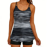2026 Printed Tankini High Waist Strappy Swimsuit Women Two Pieces Swimwear Female Bathers Swimming Bathing Swimming Swim Suit