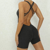 Adjustable double straps Open back  V shape back design Scrunch butt No front seam Flatlock Inseam  Removable pads BODYSUIT