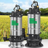 220V Submersible Pump Agricultural Pumping Garden Tools Drainage Irrigation Self-priming Sewage Pump Stainless Steel Pump