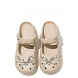 Cute DIY Bow Knot Indoor Street Slippers For Women Fashion Clogs Female Summer Shoes Soft EVA Anti-slip Ladies Home Beach Slides