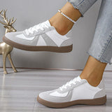 2025 New Patchwork Flat Heel Sneaker Women Spring Autumn Soft Sole Casual Shoes Woman Lace Up Non Slip Tennis Running Shoes