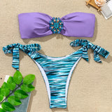 Rhinestone Flower Accessories Swimsuit Women 2026 2-piece Mini Bikini Sexy Strapless Backless Bathing Suit Summer Beach Swimwear