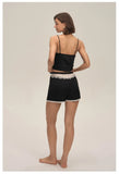 Summer home suspender shorts set casual and comfortable home wear lace women's pajamas