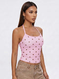 Women's Summer Halter Neck Tops Fashion Sleeveless Dota Print Slim Fit Cami Tops