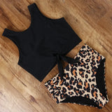 High Waist Bikini Sexy Swimwear Women Striped Leopard Front Tie Push Up Two Piece Swimsuit Beach Bathing Suit Vacation Outfits