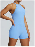 Short Sports Jumpsuit Women Hollow Out Backless Sleeveless High Elasticit Yoga One Piece Suit Tight Fitting Fitness Rompers