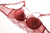 MOYISU Minimizer Bra French Lace for Large Bust, Anti Sagging Full Coverage Push Up Underwire Set, Sensuous Women Sexy Bra & Set