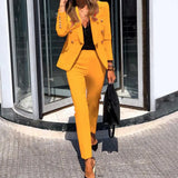 2 Piece Business Set Women's Dressy Long Sleeve Blazer And Pencil Pant Set Casual Office Work Outfit