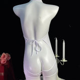 Hot Sexy Lingerie Lace Erotic Teddy Bodysuit Women Sexy Underwear Hollow Perspective Crotchless Stripper Clothing Babydoll Dress