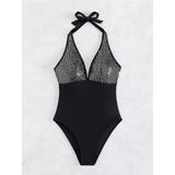 Sexy Shiny Sequins Deep V Backless Monokini Halter Women Swimwear One Piece Swimsuit Female Bather Bathing Suit Swim Lady K4996