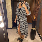 7 Colors Leaves Printed With Belt Half Sleeve Tunic Beach Cover Up Cover-ups Beach Dress Beach Wear Beachwear Female Women V4511