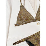 S - XL Sexy Shiny Sequins High Leg Cut Bikini Female Swimsuit Women Swimwear Two-piece Bikini set Bather Bathing Suit Swim V3862