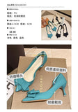 2026 New Thin Heels Pumps Women Blue Elegant Slip-On Party Shoes Woman Summer Pointed Toe Solid Color High Heels Shoes