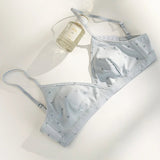 French Triangle Bra Small Bust Rabbit Ear Cup Anti-Protrusion Wirefree Comfort Summer Thin Lace Push Up Gathering Bralette S-XL