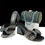 doershow High Quality African fashion Style Ladies Shoes And Bags Set Latest SILVER Italian Shoes And Bag Set For Party HJJ1-10