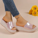 2025 Summer Chunky Platform Slippers for Women Pu Leather Wedges High Heel Sandals Woman Plus Size 36-43 Beach Sandles Female