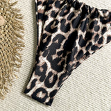 New Leopard Ruffled Bra Cup Bikini  Women Bandeau Swimsuit Female Swimwear Two Pieces Bikini Set Push Up Bathing Suit Swim Lady