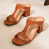 Summer Shoes For Women Slippers High Heels Sandals Large Size 42 2026 Ankle Straps Nude Black Party Shoes Ladies Flips Flops