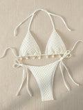 Sexy Bikini Set Shell Designer Swimsuit 2025 White Black Push Up Micro Bikinis Summer Bathing Suit Tie Side Triangle Swimwear