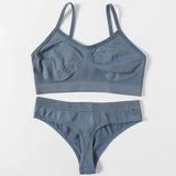 Women Buttery Soft Bra And Panties Set Push-Up Unlined Brassiere Breathable Ribbed Underwear Stretchy Crop Top Sexy Lingerie Set