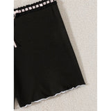 XS - L Bow Mini Shorts Ribbed Bikini Bottom Swim Brief Women Swimwear Female Bather Brazilian Tanga Panties Underwear V6538