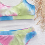 2026 Sexy Bikini Women Push Up Swimwear Swimsuit Tie Dyed High Waist Ribbed Bikinis Set Bathing Suit Stroje Kapielowe Damskie