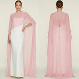 Women's Sheer Chiffon Cape Bat Sleeve Floor Length Shawl Elegant Cover Up Tops Party Evening Cape Blouse f