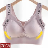 2Pcs/Set Bras Non-wire Push Up V-neck Bra Women Seamless Underwear Padded No Rims Support Brasiere Sexy Lingerie M-3XL