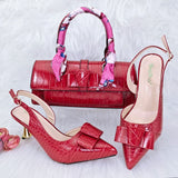 Doershow new come Matching Women Shoe and Bag Set Decorated brown Nigerian Shoes and Bag Set Italy Shoes and Bag set  HFG1-16