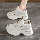 Breathable White Sneakers Shoes Women Mix Color Chunky Platform Sport Sneaker Woman 2025 Lace-Up Thick Bottom Vulcanize Shoes