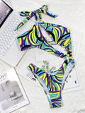 2026 New Sexy One Piece Swimsuit Swimwear Women Print Hollow Halter High Waist One-piece Bathing Suit Beachwear Banadores Mujer