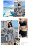New women's swimsuit split bikini three-piece boxer long-sleeved spa swimsuit
