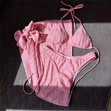 Three Piece Bikinis Sets 2026 String Halter Swimwear with Cover Up Sexy Swimsuit Women Beachwear Bathing Suit Black Mini Bikini