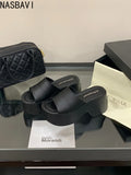 8cm Wedge Sandals Women Slippers Summer White Platform Shoes Casual Wedges Heels Black Sandalias Mujer 2026