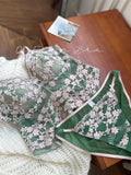 Sexy French Lace Halter Bra Summer Bralette Small Bust Wrinkle-Free Adjustable Straps Beauty Back Vest Wirefree Comfort Bra Set