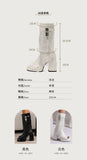 Plus Size Women White Patent Leather Fringe Tassel Mid Calf Boots Peep Toe Platform Block Heel Open Toe Party Club Heels