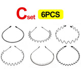 6/1pcs Fashion Metal Hair Band for Men Women Unisex Black Waved Hair Head Hoop Sports Headband Hairband Hair Accessories