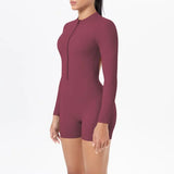 Women's Yoga Jumpsuits Sports Fitness Backless Half Zipper Peach Hip-Lifting Naked Feel Gym Running Workout One-Piece Bodysuits