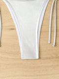 2026 Triangle String Bikini Large Plus Size Swimsuit Women Solid Halter Swimwear Female Sexy Bathers Bathing Swimming Swim Suit