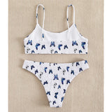 Sexy Wrinkled Butterfly Printed Bikini Female Swimsuit Women Swimwear Two-Pieces Bikini Set Bather Bathing Suit Swim Lady V713