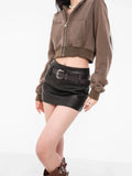 American A-line Half Length Skirt Spring/summer Small Spicy Girl High Waist Slim Fit Tight Sexy Shining Leather Short Skirt 3XQZ