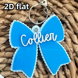 Single Acrylic Bow Keychain, Personalized Scalloped Bow Name Tag, Custom Name Plate, Pretty Bow Bag Charm – 1 Piece